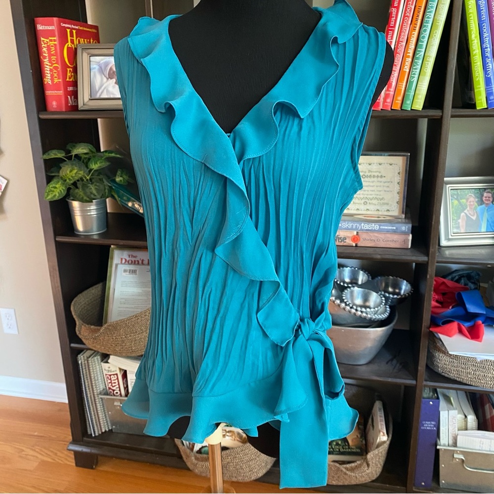 Sunny Leigh Sleeveless Ruffle Wrap Blouse